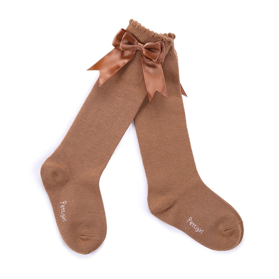 Handmade High Knee Baby Ruffle Bow Sock | LittleGuchi.com